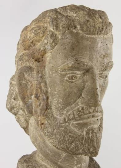 Anonymous Works Folk Art Carved Stone Bust Of A Man