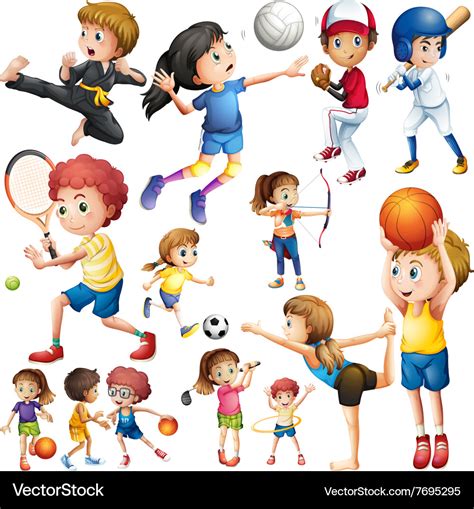 Children Doing Different Kind Sports Royalty Free Vector