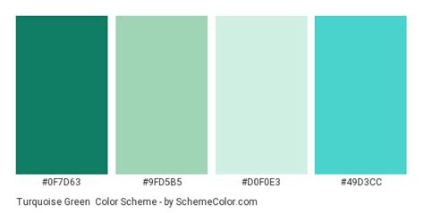 Find color code for the color dark turquoise in color model/space like hex rgb cmyk hsl hsv/hsb hyz cmy. Turquoise Green Color Scheme » Blue » SchemeColor.com