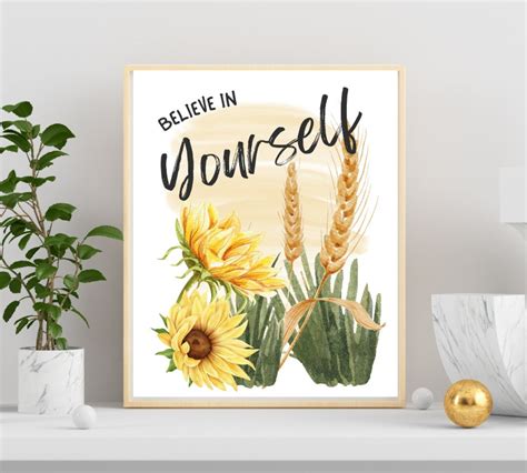 Printable Inspirational Poster Believe In Yourself Etsy