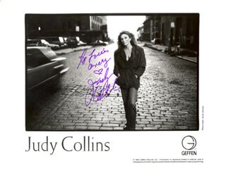 Judy Collins Autographed Inscribed Photograph Historyforsale Item