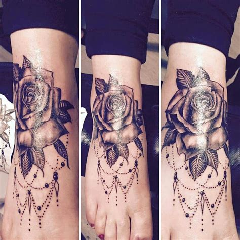 Three burning candle with skull tattoo on shoulder Foot tattoo... realistic, rose, black, grey, foot, cute ...