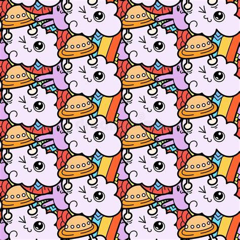 Funny Doodle Monsters Seamless Pattern For Prints Designs And Coloring