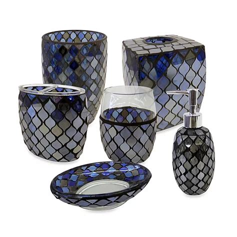 Azure Mosaic Glass Bathroom Accessories Bed Bath And Beyond