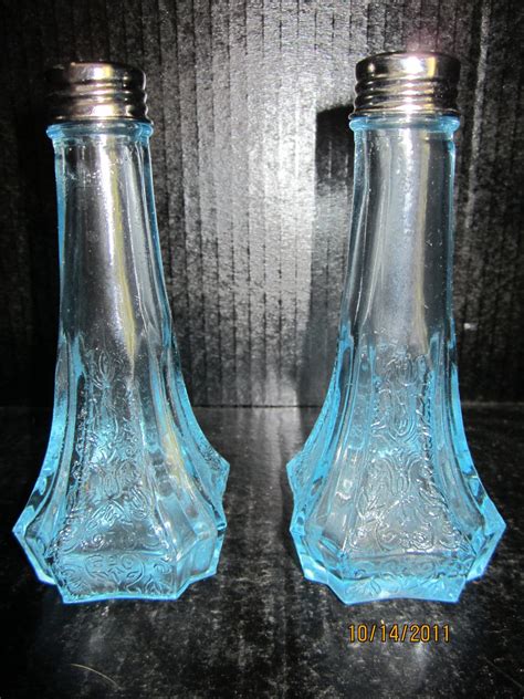 Blue Depression Glass Tall Salt And Pepper Shakers
