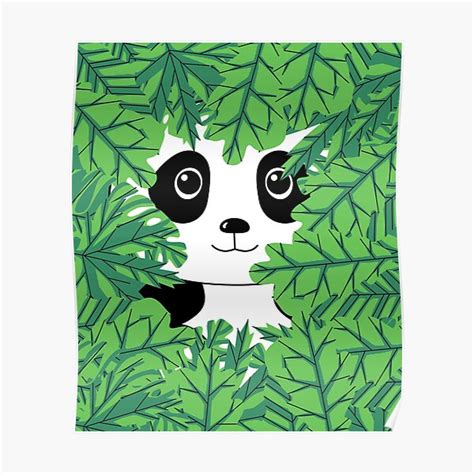 Cute Panda With Leaves Poster For Sale By Ashlast Redbubble