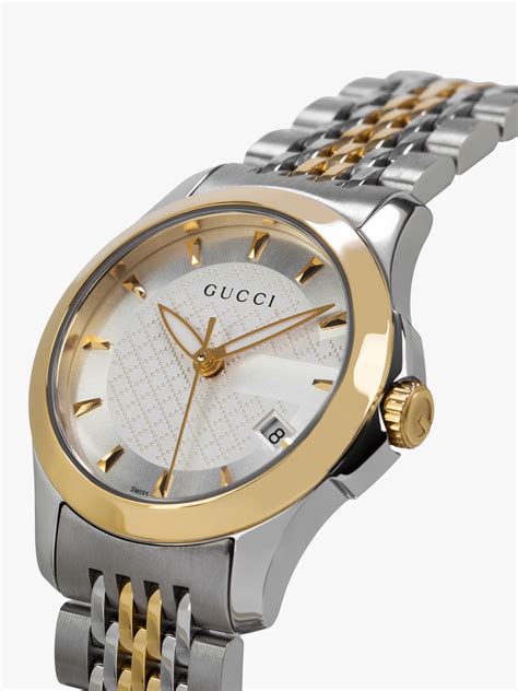 Gucci Ya126511 Womens G Timeless Two Tone Date Bracelet Strap Watch