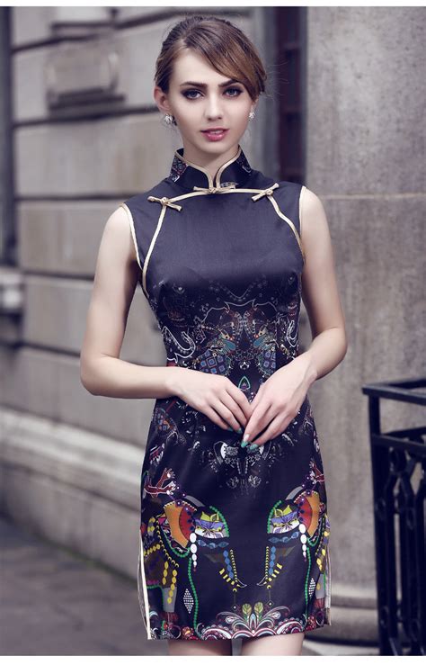 Fashionable Silk Sleeveless Cheongsam Qipao Dress Qipao Cheongsam And Dresses Women