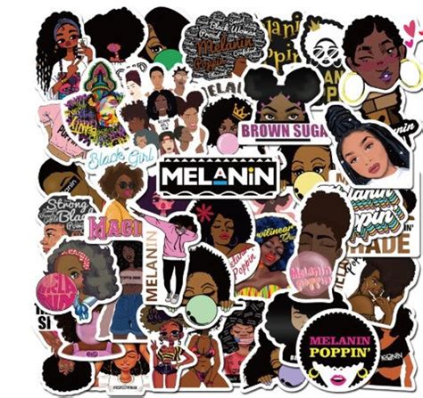 50pcs Fashion Inspirational Melanin Poppin Black Girl Sticker Etsy