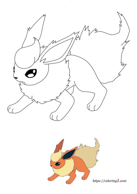 Pokemon Eevee Evolutions Flareon Coloring Pages 2 Free Coloring