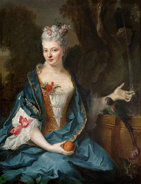 An 18th Century Noblewoman Or Courtier Painting By Jean Baptiste Oudry