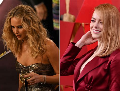 jennifer lawrence and emma stone shared a hilarious moment at the oscars look magazine