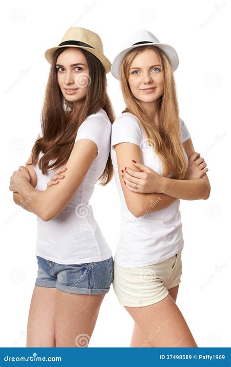 Due Donne Che Stanno Appoggiantesi Immagine Stock Immagine Di