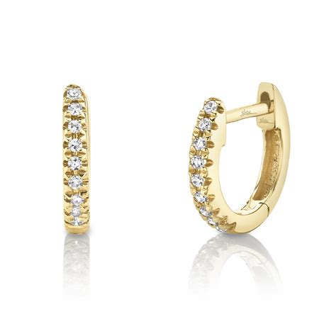 004ct 14k Yellow Gold Diamond Huggie Earring Diamond Huggie Earrings