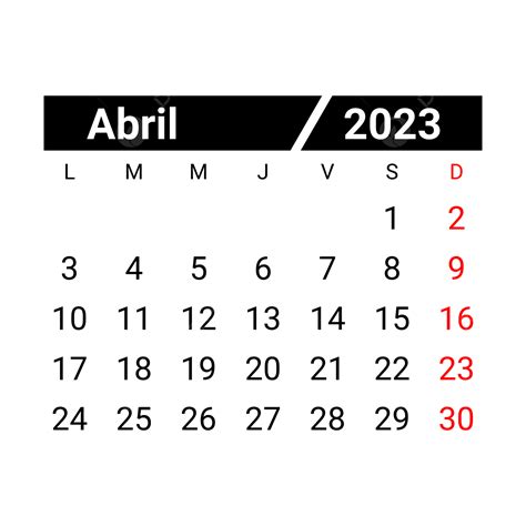 Calendário Espanhol De Abril De 2023 Png 2023 Abril Espanhol 2023