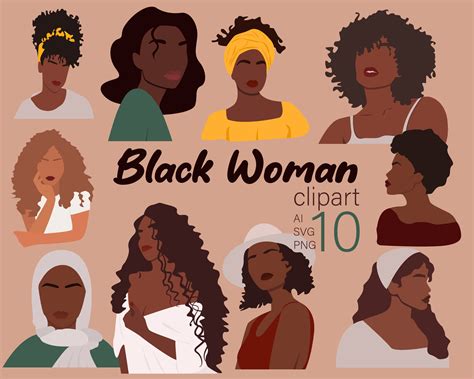 Abstract Black Woman Clipart African American Girls Clip Art Etsy