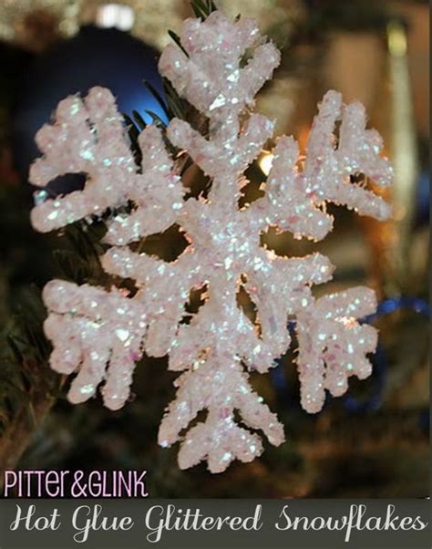 Diy Hot Glue Glitter Snowflakes Christmas Ornaments Homemade