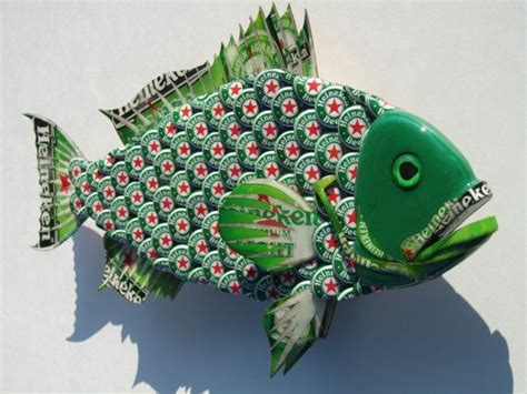 Metal Bottle Cap Fish Wall Art Small Bud Heineken Por Ericseasel