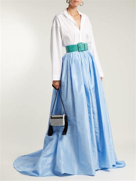 Carolina Herrera High Rise Silk Taffeta Ball Gown Skirt In Light Blue