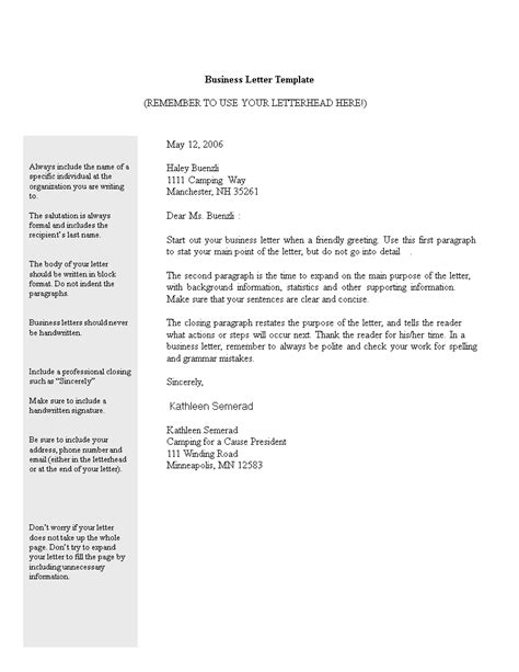 Printable Business Letter Allbusinesstemplates Com
