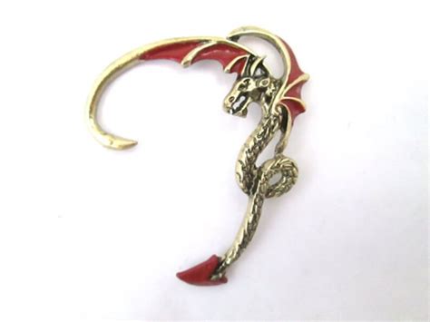 Glitter Wing Fly Dragon Ear Cuff Antique Gold Dragon Wrap Etsy