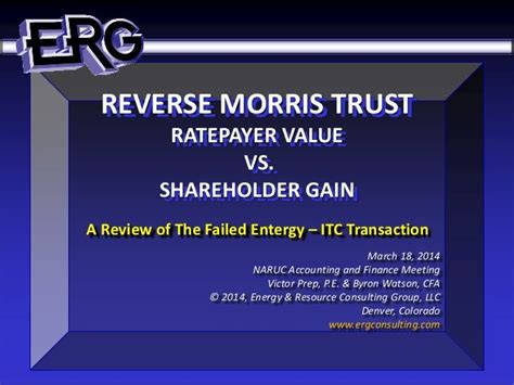 Reverse Morris Trust Itc Transaction Presentation Slides Erg Cons