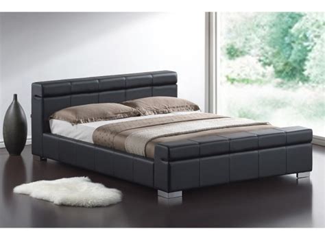 Time Living Durham 4ft6 Double Black Faux Leather Bed Frame By Time Living