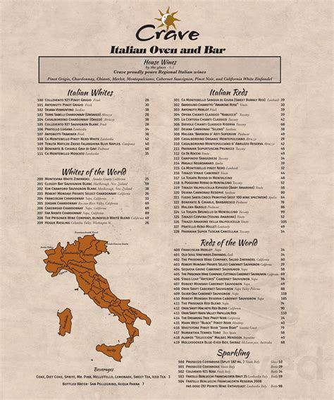 Crave Italian Oven & Bar menu in Myrtle Beach, South Carolina, USA