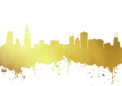 Chicago Skyline Gold Ii Digital Art By Erzebet S Pixels