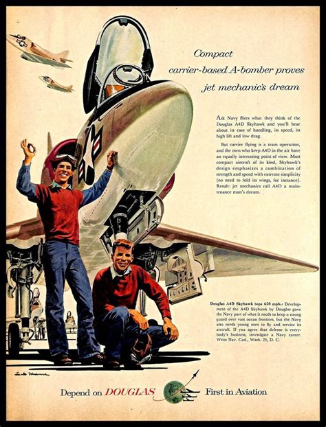 1956 Douglas Aviation Vintage Print Ad Navy A4d Skyhawk Jack Hearne