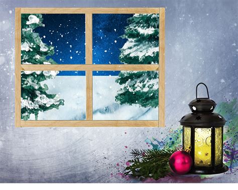 Winter Scene Through A Window Picture Snowy Trees Minimalist Etsy Uk