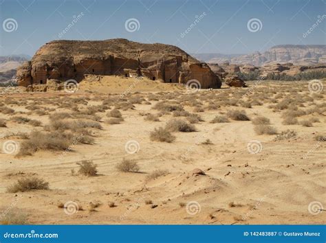 Madain Saleh Archaeological Site With Nabatean Tombs In Saudi Arabia