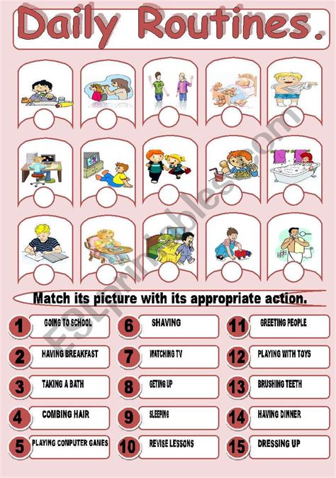 Daily Routine Interactive Worksheet Esl Worksheets Fo