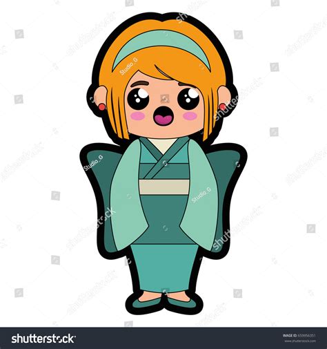 Cute Japanese Girl Cartoon Stock Vector Royalty Free 659956351 Shutterstock