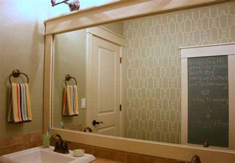 Our bathroom has two separate vanities with huge builder grade mirrors. Wood Framed Mirrors for Modern Homes