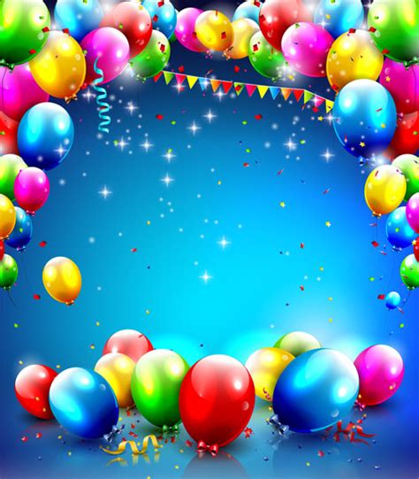 Confetti And Colorful Balloons Birthday Background Vector 02 Free Download