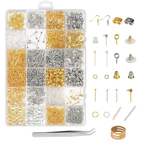 Earring Making Supplies 2416pcs Jewelry Kits Backs Hooks Posts For DIY