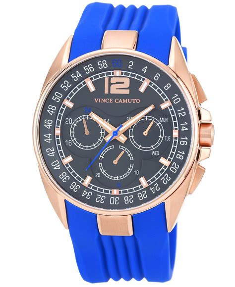 Vince Camuto Mens Blue Silicone Strap Watch 47mm Vc 1052blrg For Men