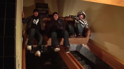 Friends Ride Couch Down Handrail Jukin Licensing