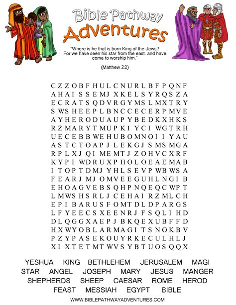 A Word Search Puzzle From The Story Birth Of The King For More Bible