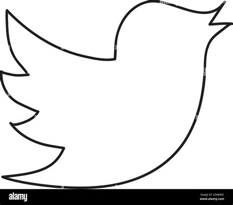 Twitter Social Media Logo Icon Over White Background Line Style