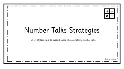 Number Talks Strategy Flashcards Teaching Resources