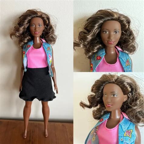 African American Black Dark Skinned Curvy Barbie Doll W Brown Hair Fashionista 1900 Picclick