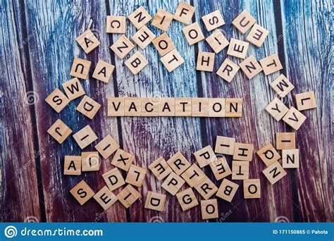 Wooden Words Vacation Stock Image Image Of Texture 171150865