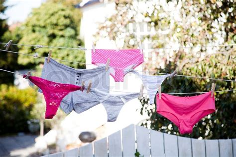 underwear hanging to dry in a stock image colourbox