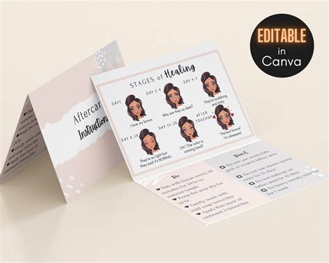 Folded Design Aftercare Card Editable Pmu Aftercare Cards Etsy Uk