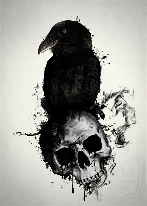 Raven And Skull By Nicklas Gustafsson Raven Tattoo Skull Art Print