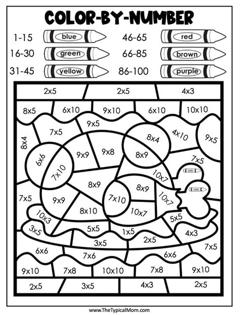 Multiplication Color By Number Free Printables