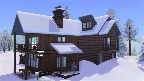 Snowy Escape House In The Mountains The Sims 4 Speed Build Youtube