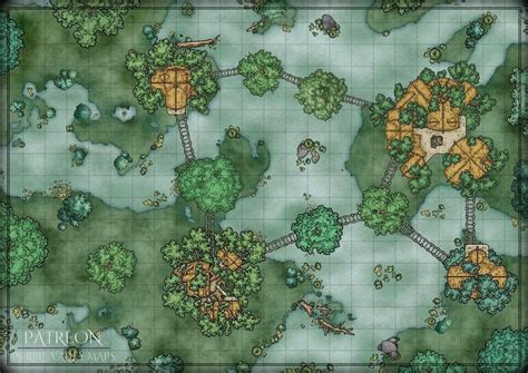 17x24 Small Treehouse Village In The Haze Island Swamps Battlemaps